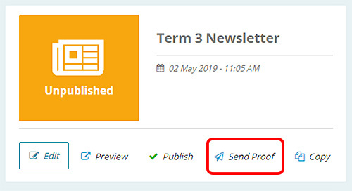 Sending a proof of the DIY eNewsletter