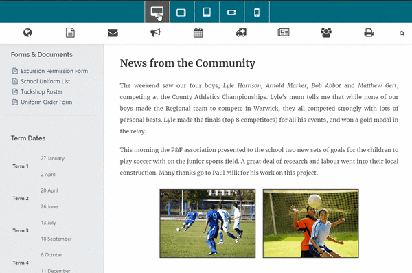 Showing the different preview views of the eNewsletter