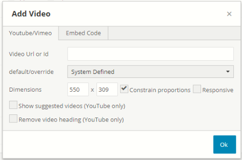 Embedding a video in a Content Holder