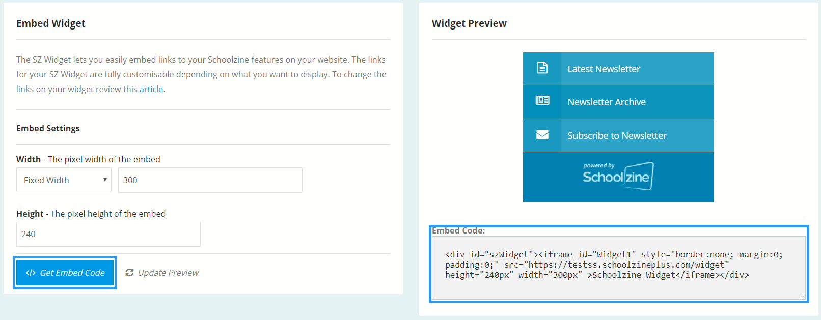 KB WIDGET OVERVIEW EMBED CODE