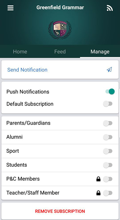 The Send Notification button within SZapp